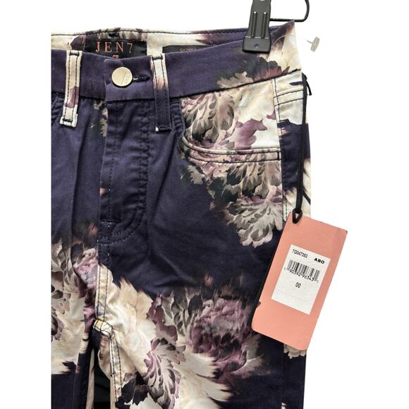 NWT 7 For All Mankind Skinny Jeans Women’s Size 00 Floral Stretch Pants Jen7 - Picture 5 of 8